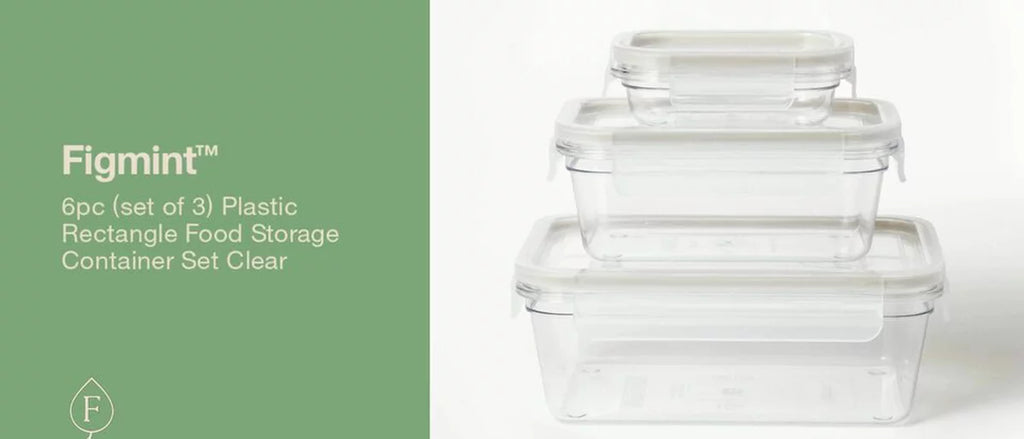 6pc (set of 3) Tritan Plastic Rectangle Food Storage Container Set Clear - Figmint™: Stackable, Dishwasher-Safe