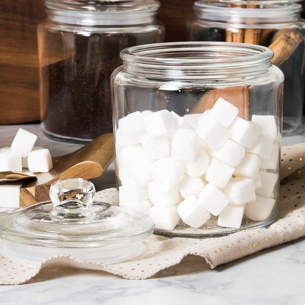 Le'raze Set of 2 Glass Cookie Jars with Airtight Lids + Labels & Marker - 1 Gallon
