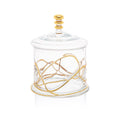 Classic Touch Small Vivid Glass 50 OZ Canister Jar With Lid - 14K Gold Swirl Design