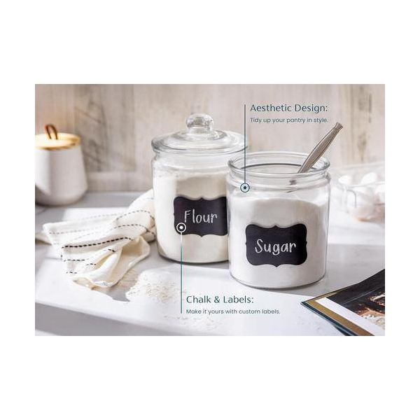 Kook Glass Kitchen and Apothecary Storage Jars, 1/2 Gallon, Set of 2