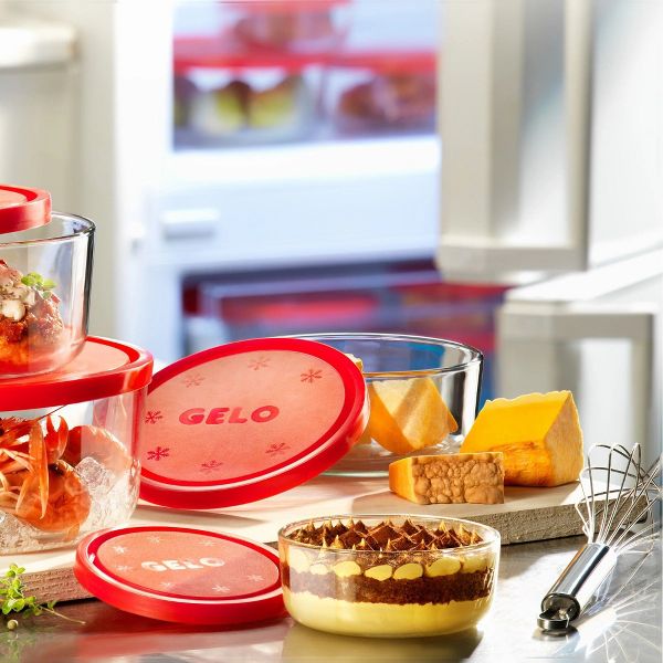 Bormioli Rocco Gelo Glass Bowls with Lids, Set of 4 - BPA-Free Glass Durable Multi-Size Storage, Freezer to Microwave Safe
