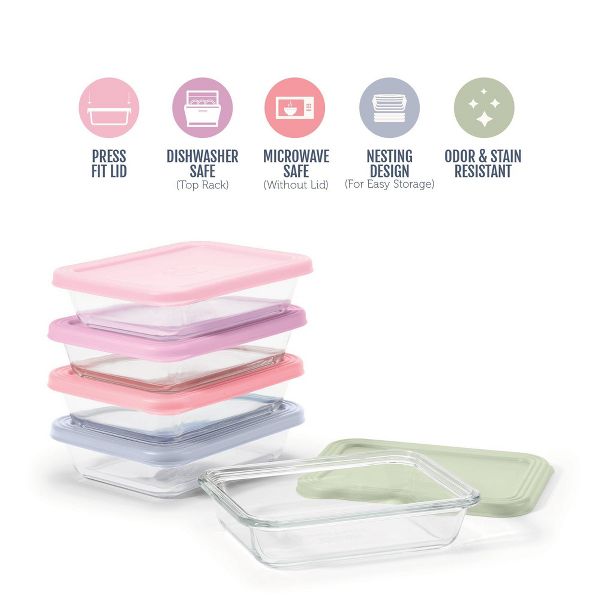 Ello Everyday 10pc 3c Glass Meal prep Food Storage Container Set Coastal Postcard