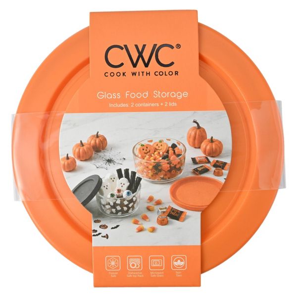 Cook With Color 4pc (Set of 2) Halloween Glass Food Storage Container Set