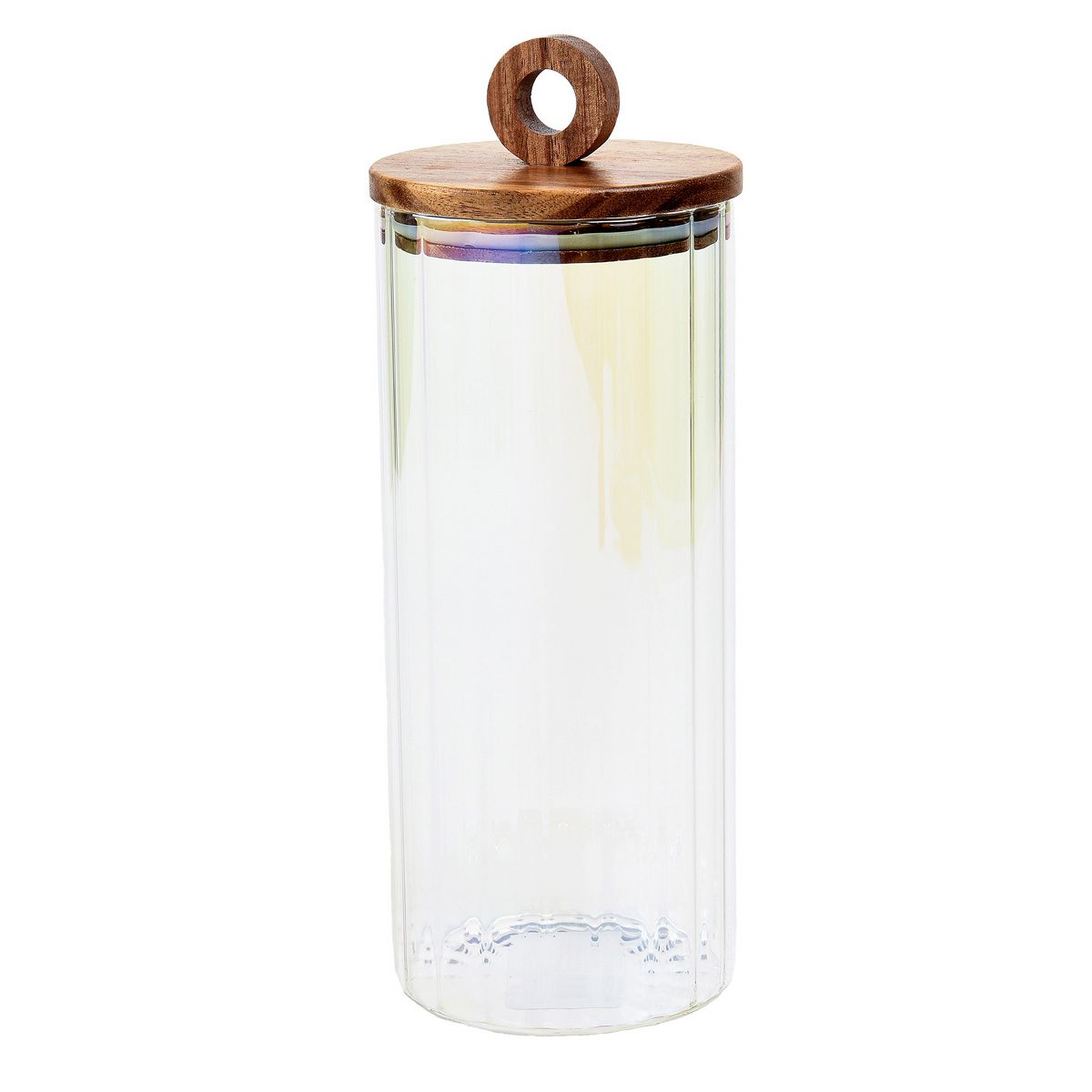 SharpChef 2PK Glass Airtight Electroplated Storage Jar with Wooden Acacia Lid, Glass Food Storage Jars, 51 oz / 1.5 L / 6 cups