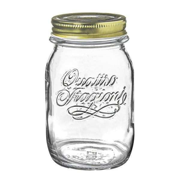 Bormioli Rocco Quattro Stagioni 17oz Mason Jar - Vacuum Seal Canning Jar, Airtight BPA-Free Glass Storage