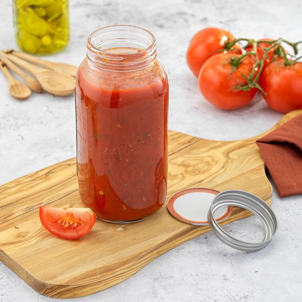 JoyJolt Regular Mason Jars with Airtight Lids, Labels and Measures - 32 oz - Set of 6