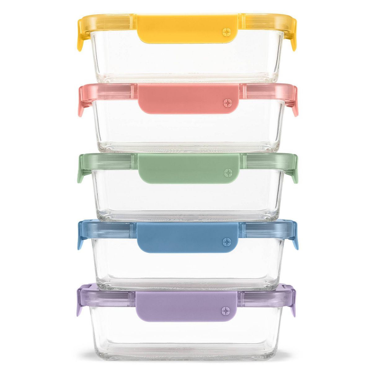 Ello Color Lock 10pc (set of 5) Glass Meal Prep Food Storage Containers Set Multicolor Brights: Glass, Oven & Microwave Safe, Dishwasher Safe,