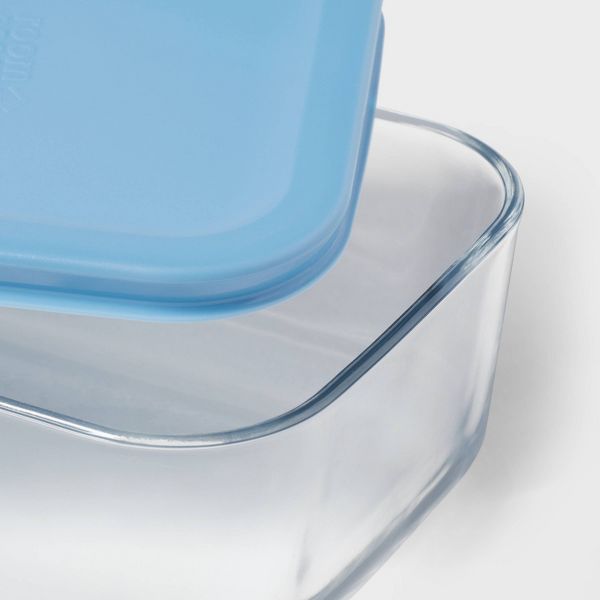 4pc (set of 2) 4c Rectangular Glass Food Storage Container Set Blue - Room Essentials™