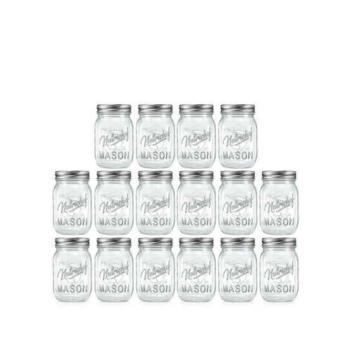 NutriChef 16 Pcs. Glass Mason Jars with Regular Lids and Bands, DIY Magnetic Spice Jars, Ideal for Meal Prep, Jam, Honey, Wedding Favors, and more
