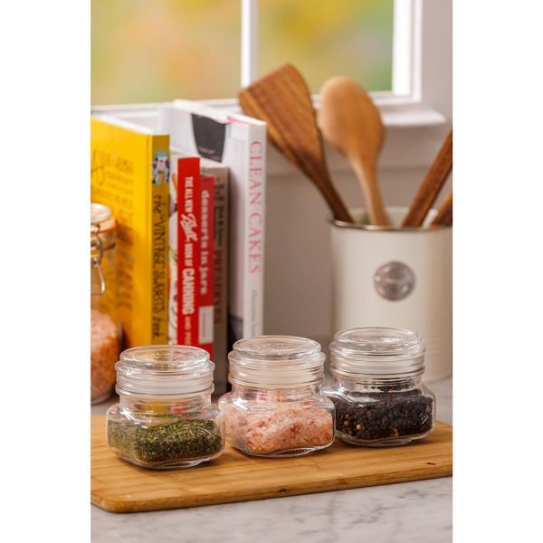 Kilner Square Push Top Storage Jars, Set of 3, 8.5 ounce