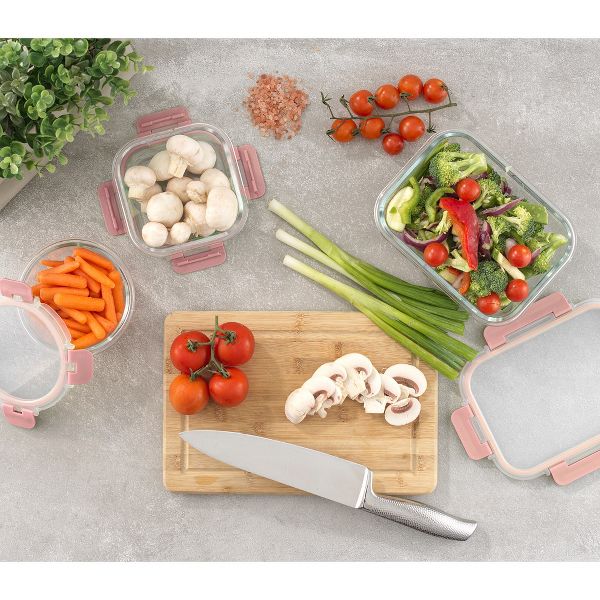 JoyJolt 24 Piece Fluted Glass Food Storage Containers with Leakproof Lids Set - Black