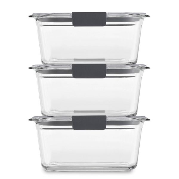 Rubbermaid 6pc Brilliance Glass Food Storage Containers, 4.7 Cup Food Containers with Lids: Oven & Microwave Safe