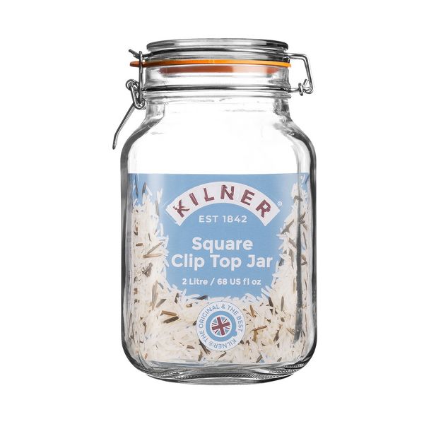 Kilner Square Clip Top Jar for Canning and Food Storage, 102 Ounce
