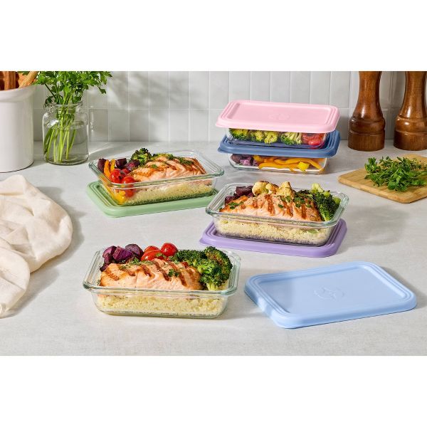 Ello Everyday 10pc 3c Glass Meal prep Food Storage Container Set Coastal Postcard
