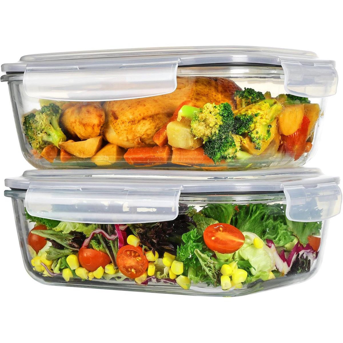 Vtopmart Grey 2Pack 2260ml/76.4oz Extra Large Glass Storage Containers