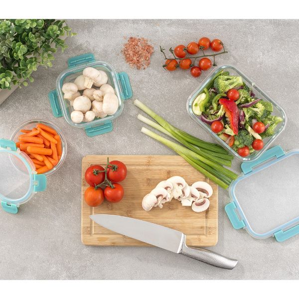 JoyJolt 24 Piece Fluted Glass Food Storage Containers with Leakproof Lids Set - Black