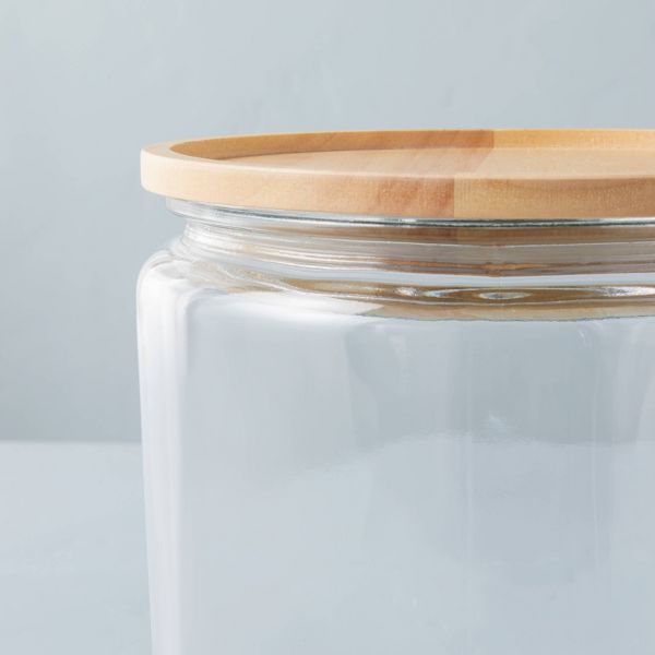 Large 125oz Glass & Wood Storage Canister - Hearth & Hand™ with Magnolia: Airtight Seal, Hand Washable, Kitchen Essential