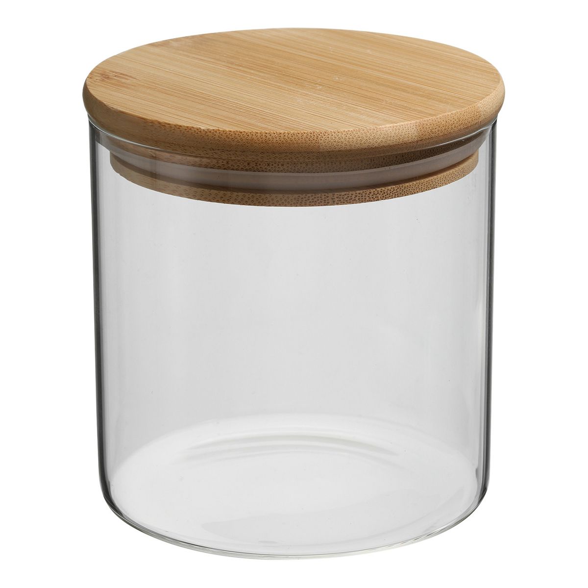 Unique Bargains Kitchen Food Storage Glass Jar with Airtight Bamboo Lid 10x10cm