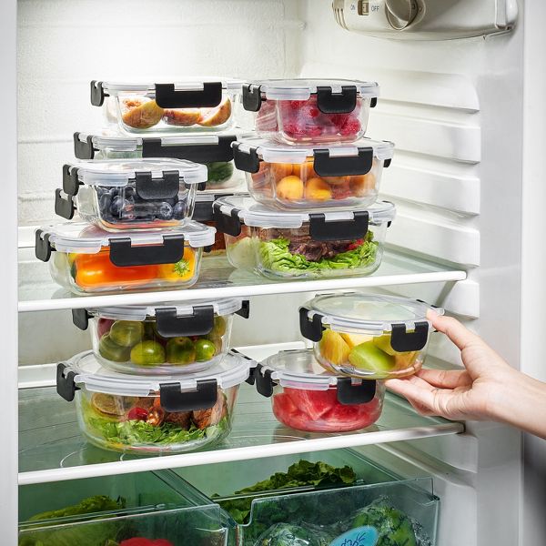 Sorbus 24-Piece Glass Food Storage Containers with Lids - Airtight, Microwave, Fridge, Dishwasher, Oven Safe, BPA-Free, Meal Prep Containers