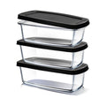 Joytable Set of 3 Bread Loaf Pans with Airtight Lids, 1.9 Quart Deep Rectangular Glass Food Storage Containers