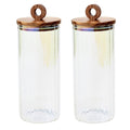 SharpChef 2PK Glass Airtight Electroplated Storage Jar with Wooden Acacia Lid, Glass Food Storage Jars, 51 oz / 1.5 L / 6 cups