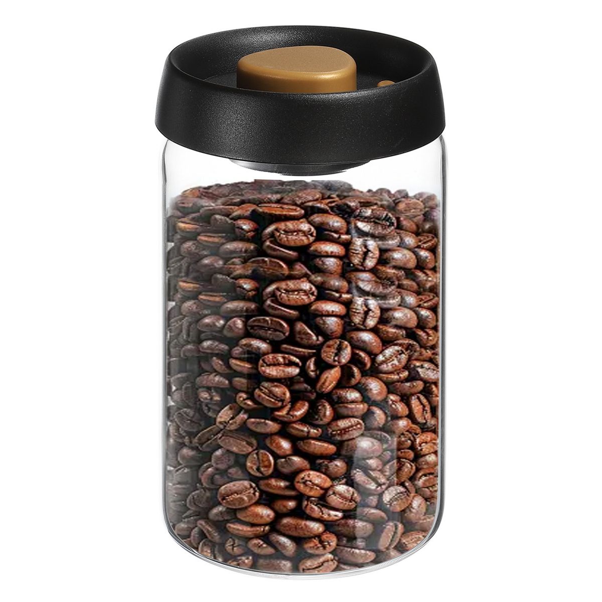 Unique Bargains Glass Airtight Vacuum Seal Coffee Bean Container 40oz Black