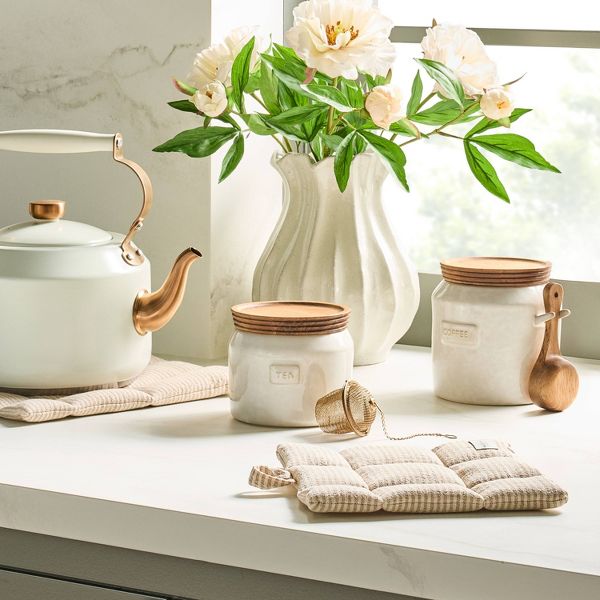 29 fl oz Ceramic Stoneware Core Coffee Storage Canister Sour Cream - Hearth & Hand™ with Magnolia