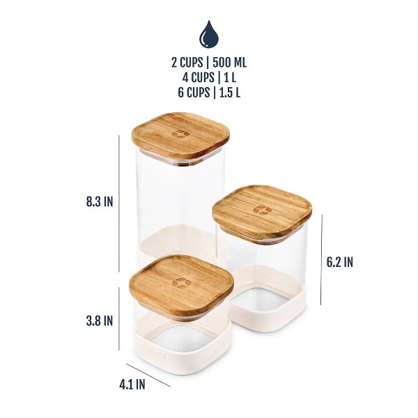 Ello Glass Food storage canisters with Wood Lids