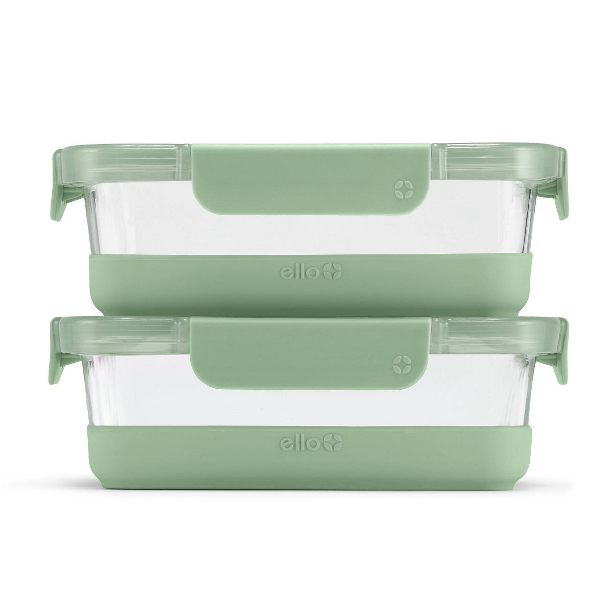 Ello 4pc 3.4c Glass Refresh Food Storage Container Set Green: Meal Prep, Locking Lids, Oven & Microwave Safe
