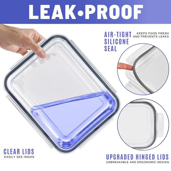 Sorbus 2 Pack Glass Food Storage Containers with Plastic Airtight Lids - Dishwasher and Oven Safe Reusable Meal Prep, Freezer Safe