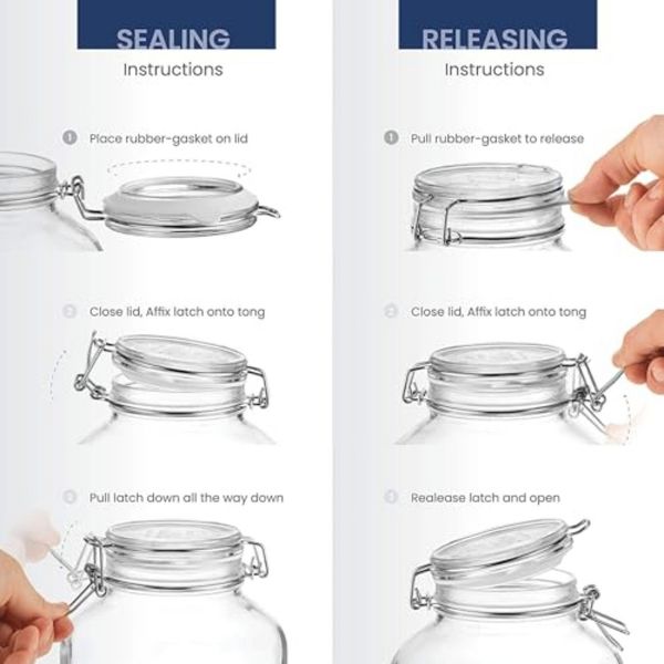 Bormioli Rocco 25.25oz Fido Glass Storage Jar Blue Lid - Airtight Clamp Seal, Italian Made Glass