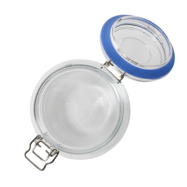 Sur La Table Lyon Court 4-Piece Glass Canister Set, Food Storage with Airtight Trigger Clamp Lids – 71 oz, 54 oz, 37 oz & 22.5 oz, Dishwasher Safe