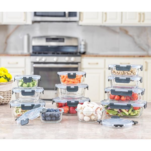 12 Glass Storage Containers (Blushy Pink)