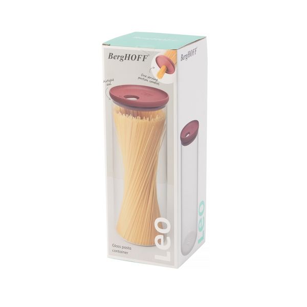 BergHOFF Leo 2Qt. Glass Pasta Container, Pink