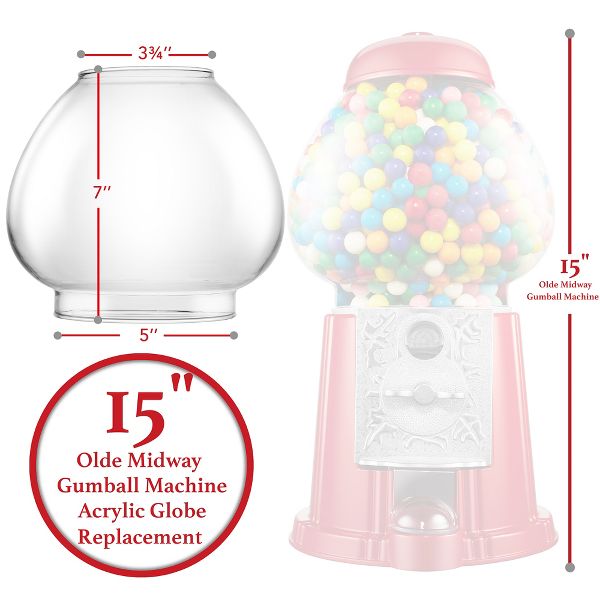 Olde Midway 12-Inch Glass Globe Replacement for Gumball Machines