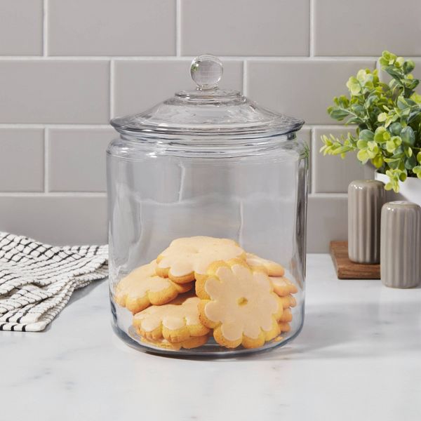 138oz Glass Jar and Lid - Threshold™: Clear Glass Container, Cookie & Candy Storage, Hand Wash, 9.54" Height