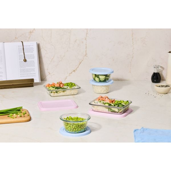 Ello Everyday 2pk 3c Rectangle Glass Food Storage container Set Crystal Pink