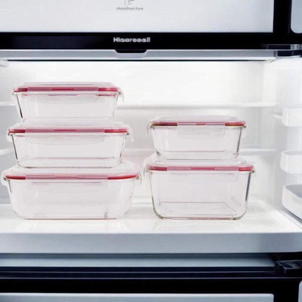 Lexi Home 10-Piece Glass Food Storage Container with Red Locking Lids
