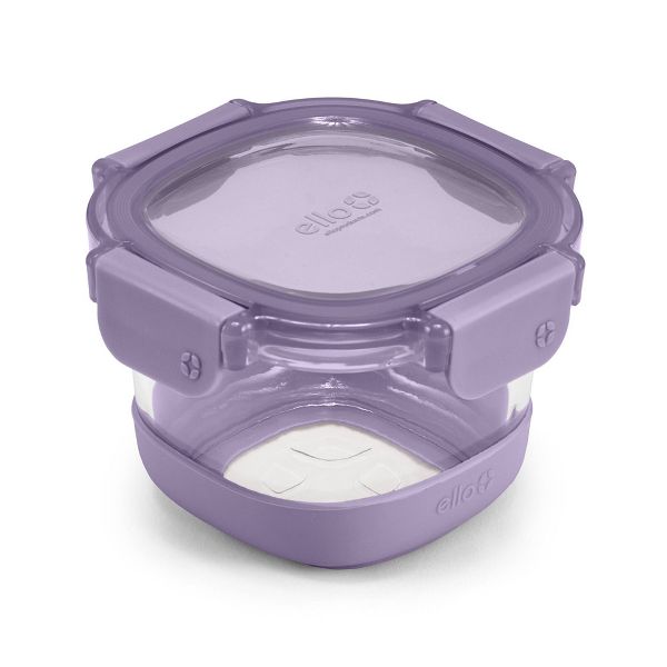 Ello 4pc 2c Glass Refresh Round Food Storage Container Set Purple: Oven, Microwave & Dishwasher Safe, Lifetime Warranty