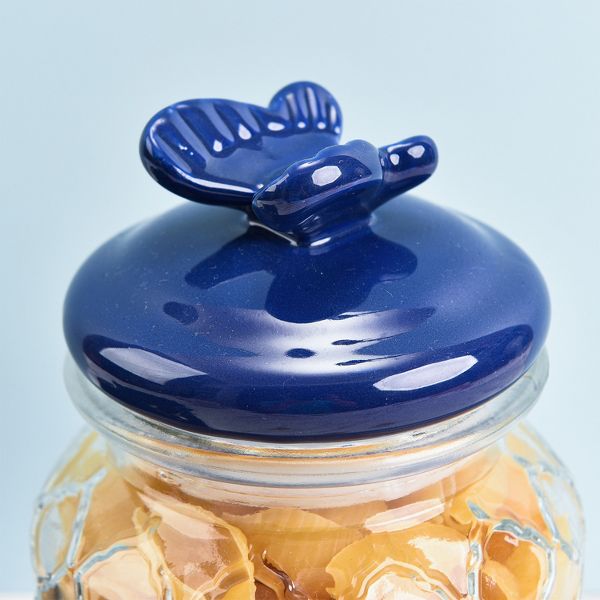 Sharp Chef 4PK Glass Airtight Storage Jar with Hand painted Ceramic Lid, Glass Food Storage Jars, 30 oz / 0.9 L / 4 cups