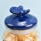 Sharp Chef 4PK Glass Airtight Storage Jar with Hand painted Ceramic Lid, Glass Food Storage Jars, 30 oz / 0.9 L / 4 cups