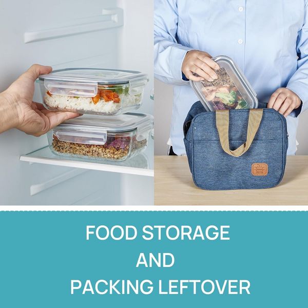 Vtopmart 5Pack 22oz Glass Meal Prep Glass Storage Food Container Sets with Snap Airtight Lids for Microwave, Oven, Freezer and Dishwasher