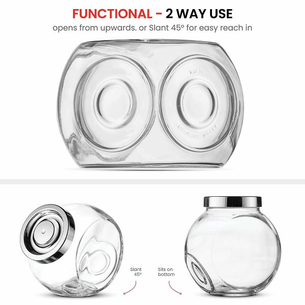 Bormioli Rocco 75.5oz Pandora Glass Candy Jar - Airtight Storage Container Metal Lid, Pantry Organizer