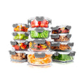SereneLife 24-Piece Food Glass Storage Containers - Superior Glass Food Storage Set, Gray