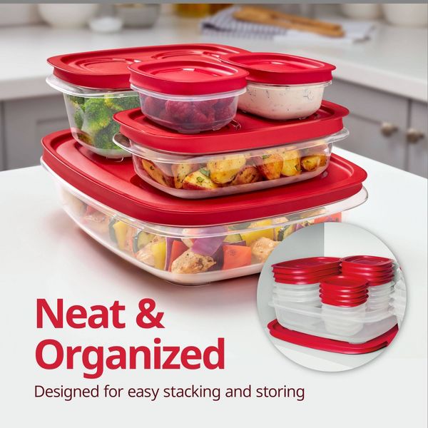 Rubbermaid 3pk Easy Store Value Medium Rectangle Food Storage Containers Red