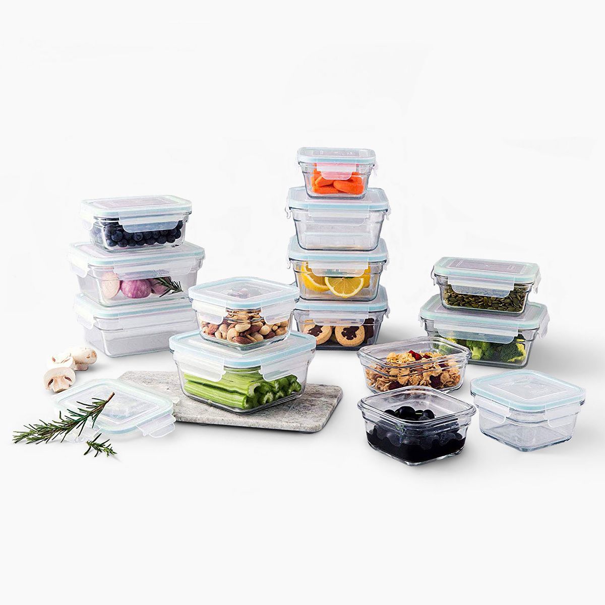 Glasslock 24 Piece Oven Microwave Safe Glass Food Storage Containers Set w/ Lids
