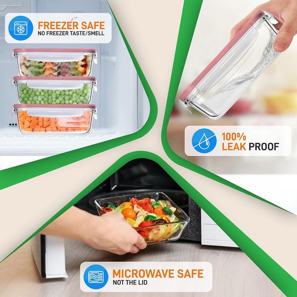 NutriChef 10-Piece High Borosilicate Glass Food Storage Containers Set (NCCLX5R9.5)
