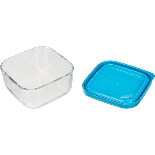 Bormioli Rocco 11.75oz Frigoverre Classic Square Glass Container - Stackable Food Storage Design, Tempered Durable Italian Glass