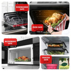 Joytable 4-Pack Baking Pans Set, Glass Food Storage Containers with Lids, Glass Baking Dishes for Oven - Black