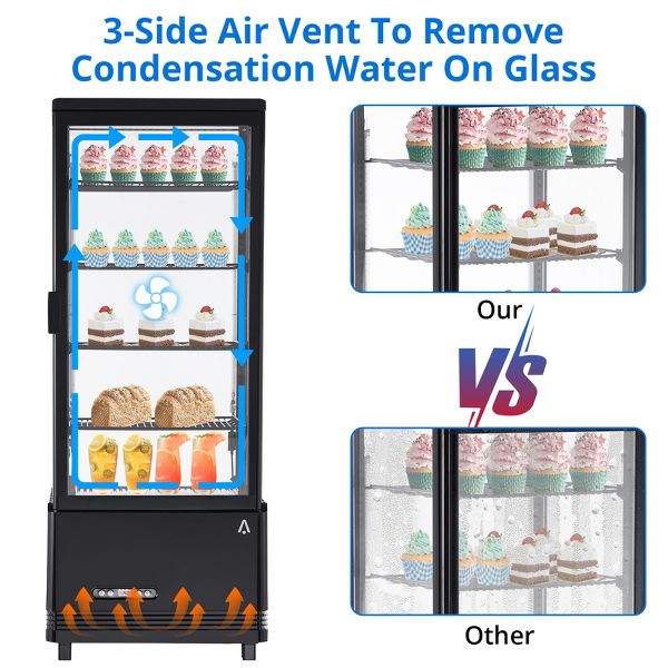 3.4 Cu Ft Commercial Countertop Display Refrigerator, Glass Door Bakery/Pastry Merchandiser